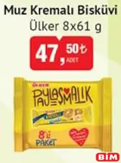 ÜLKER MUZ KREMALI BİSKÜVİ 8X61 G ÜLKER MUZ KREMALI BİSKÜVİ 8X61 G
